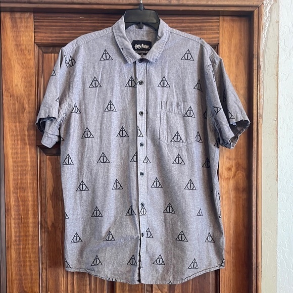 Warner Bros. Other - Harry Potter Gray Casual Button Down Shirt Pattern XXL